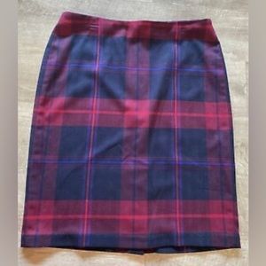 Tommy Hilfiger Plaid Knee Length Pencil Skirt in Blue and Red